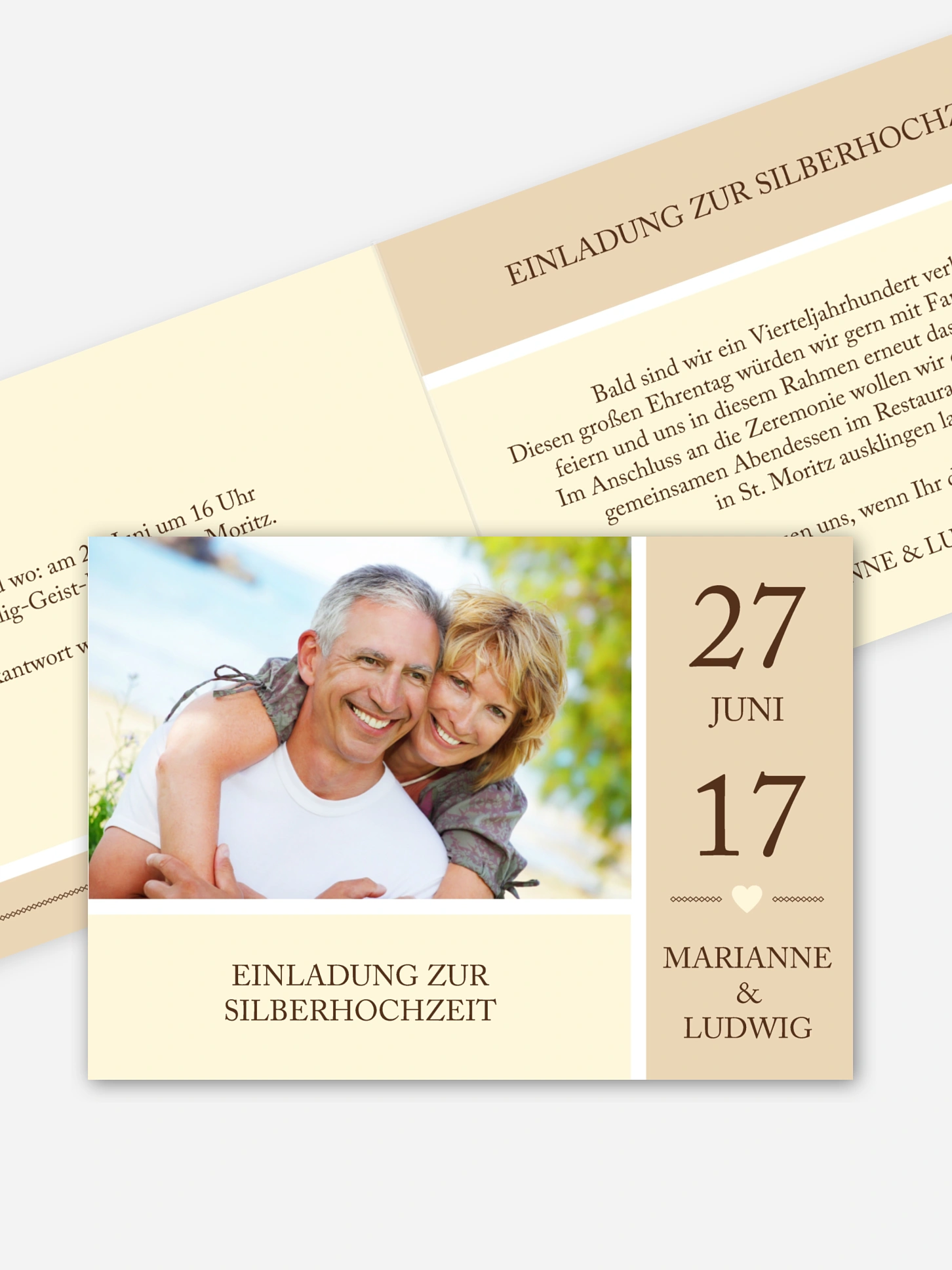 Einladung zur Silberhochzeit Herzenszeit
