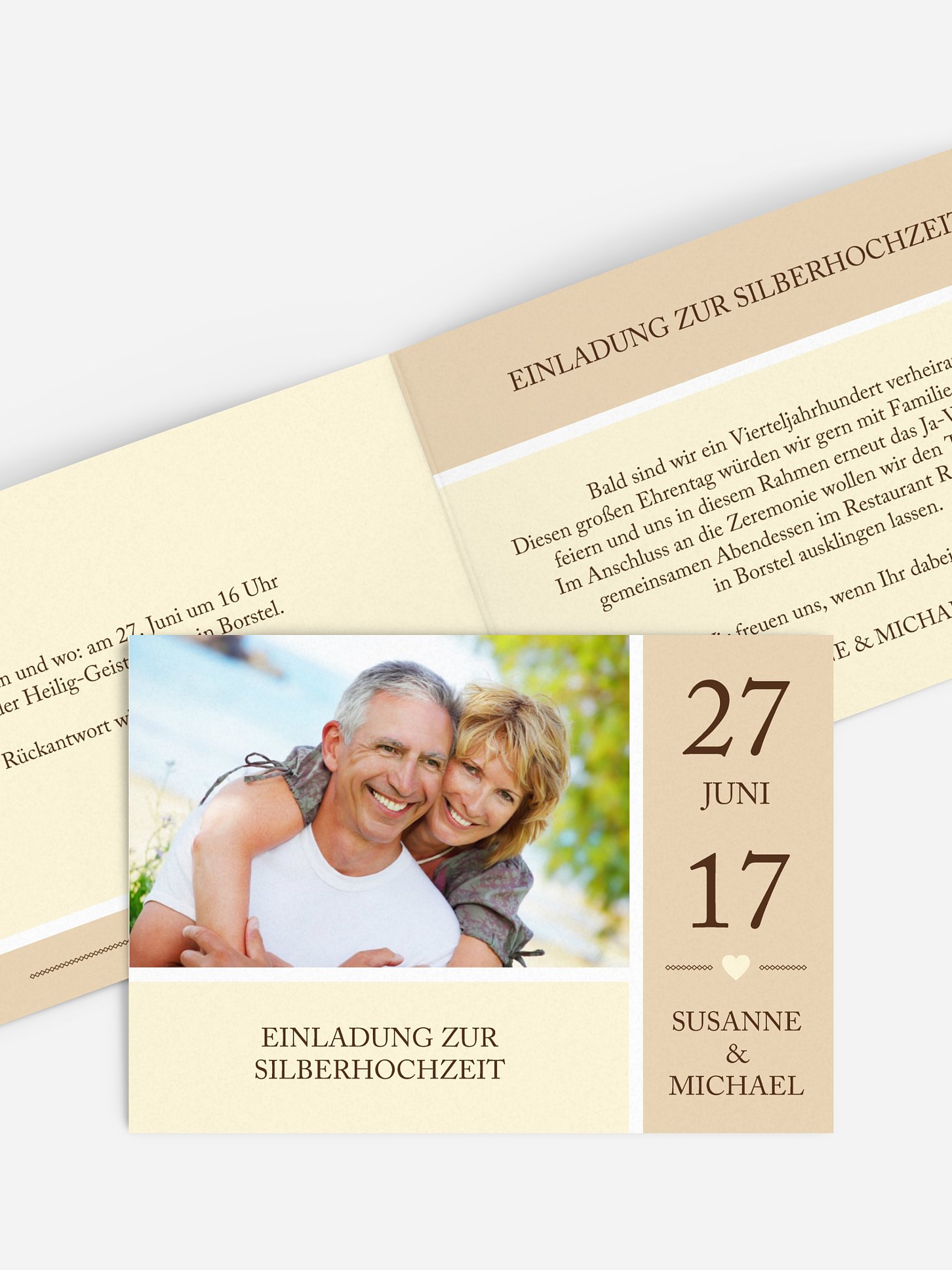 Einladung zur Silberhochzeit Herzenszeit