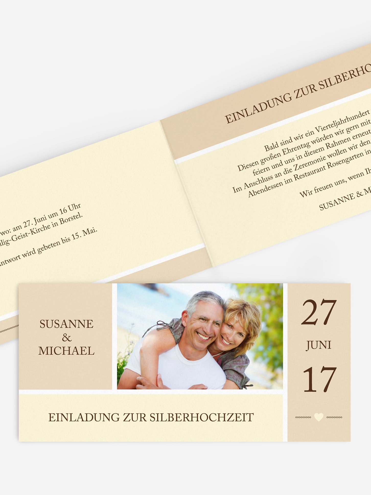 Einladung zur Silberhochzeit Herzenszeit