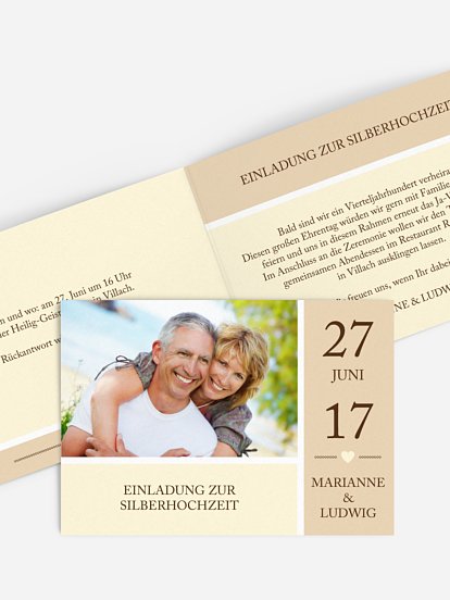 Einladung zur Silberhochzeit Herzenszeit