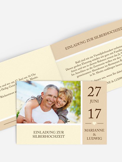 Einladung zur Silberhochzeit Herzenszeit