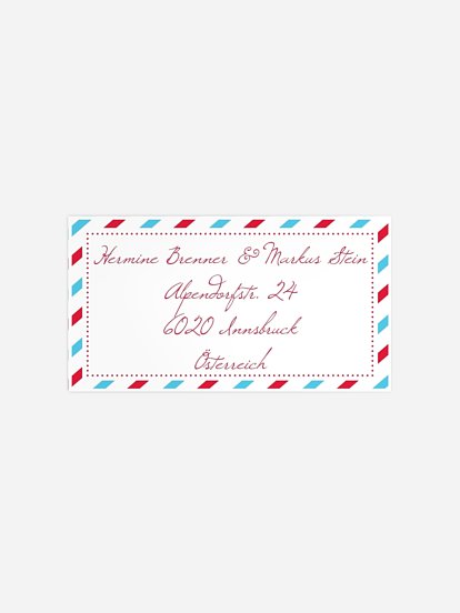 Empfängeraufkleber Umzug Luftpost