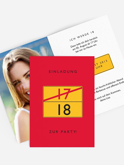 Einladung 18. Geburtstag Ortsschild