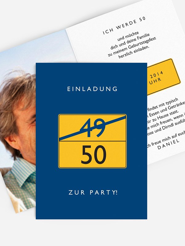 Einladung 50. Geburtstag Ortsschild