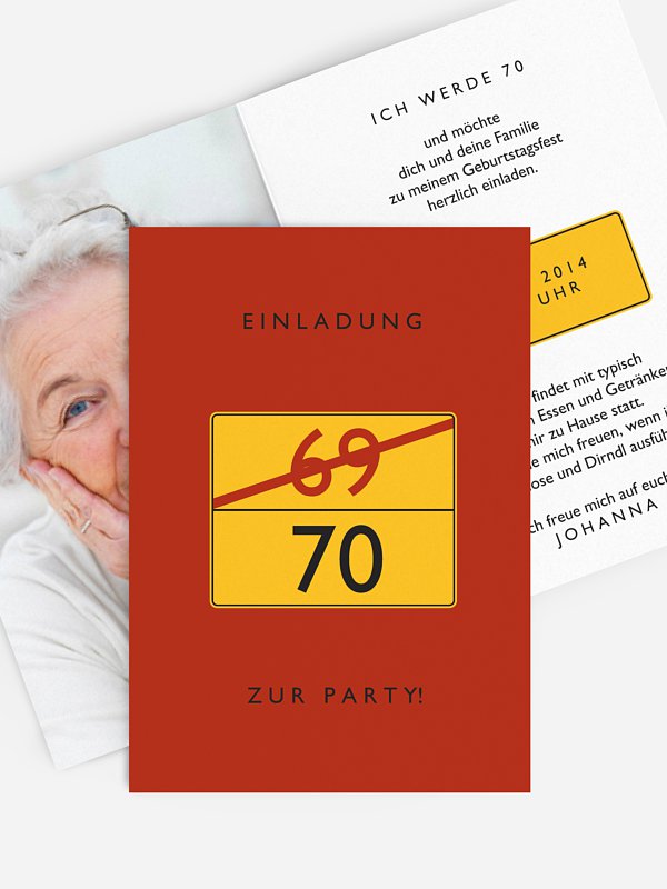 Einladung 70. Geburtstag Ortsschild