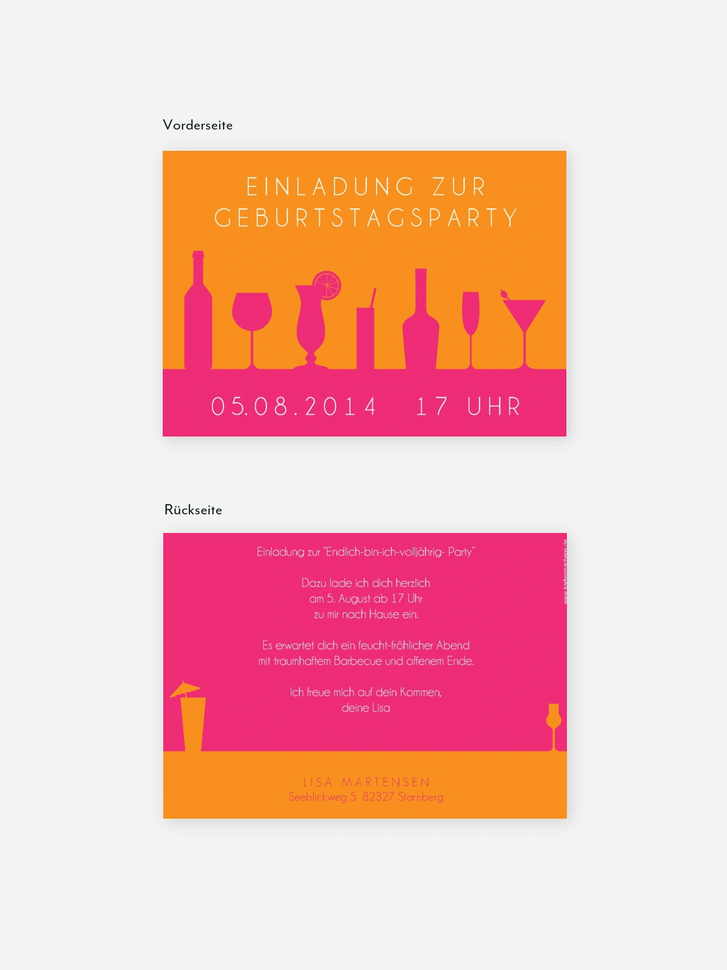 Einladung 18. Geburtstag Cocktailparty