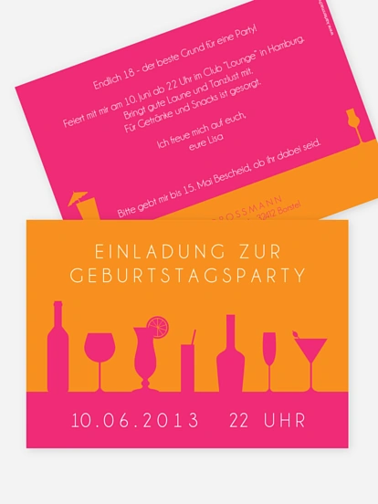 Einladung 18. Geburtstag Cocktailparty