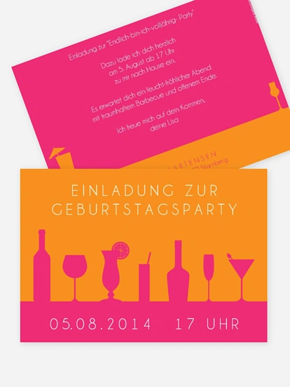 Einladung 18. Geburtstag Cocktailparty