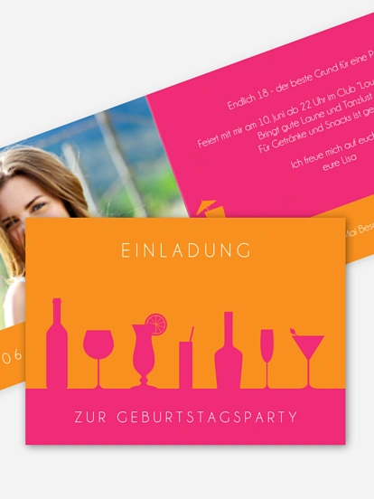 Einladung 18. Geburtstag Cocktailparty