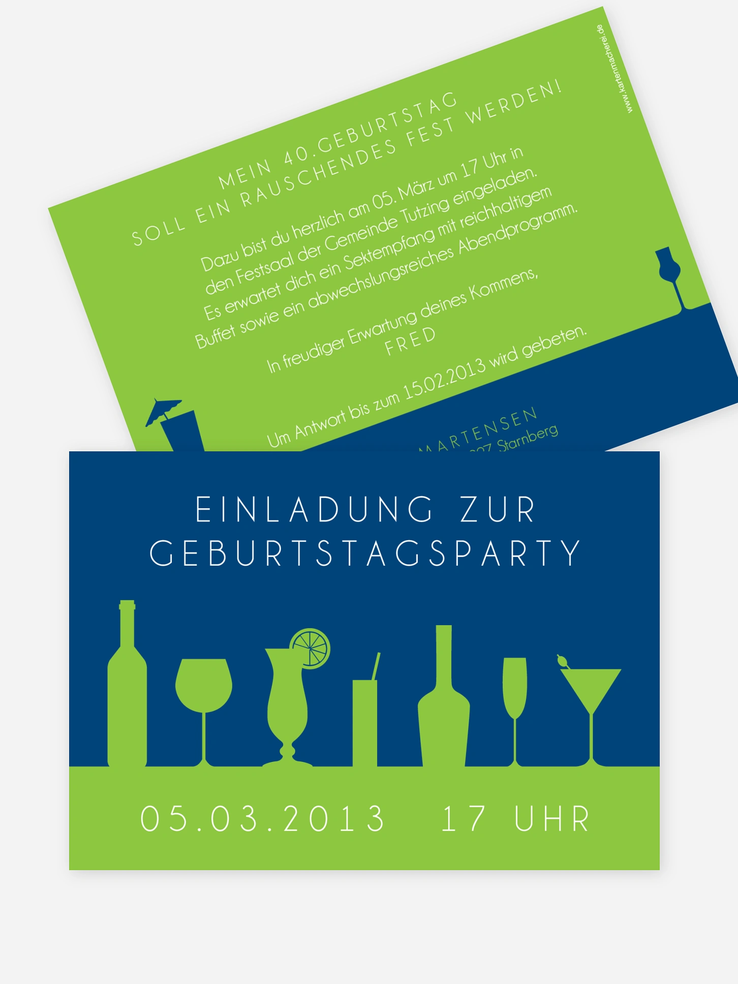 Einladung 40. Geburtstag Cocktailparty