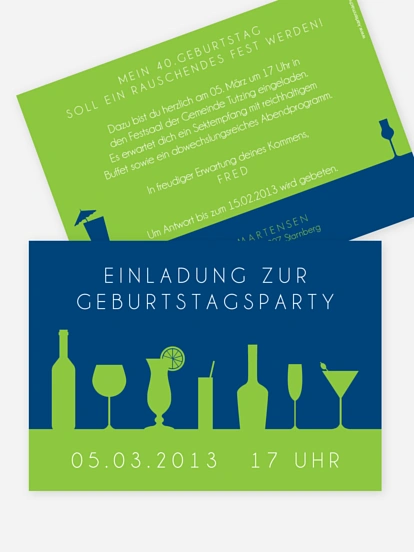 Einladung 40. Geburtstag Cocktailparty