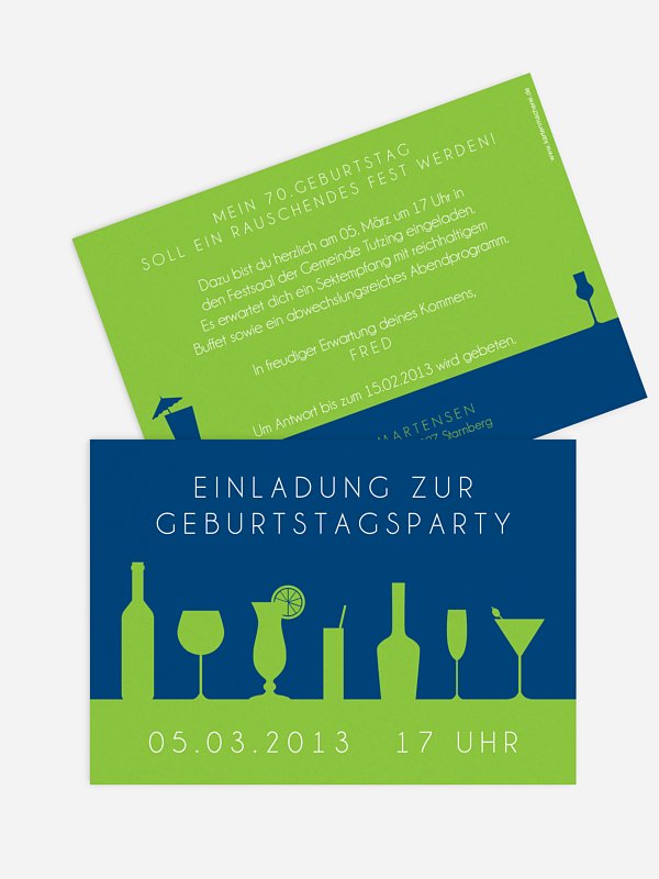 Einladung 70. Geburtstag Cocktailparty