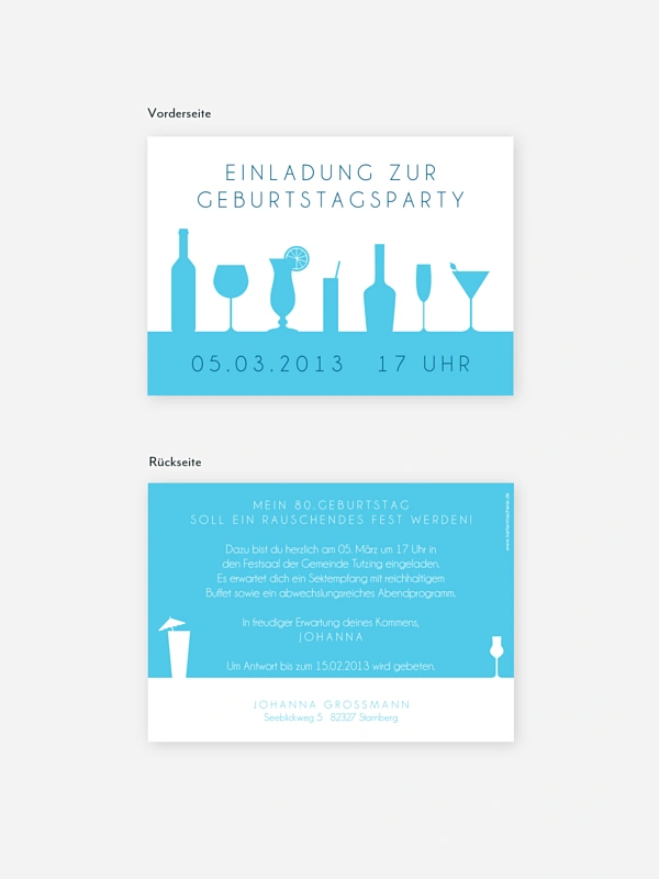 Einladung 80. Geburtstag Cocktailparty