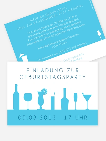 Einladung 80. Geburtstag Cocktailparty