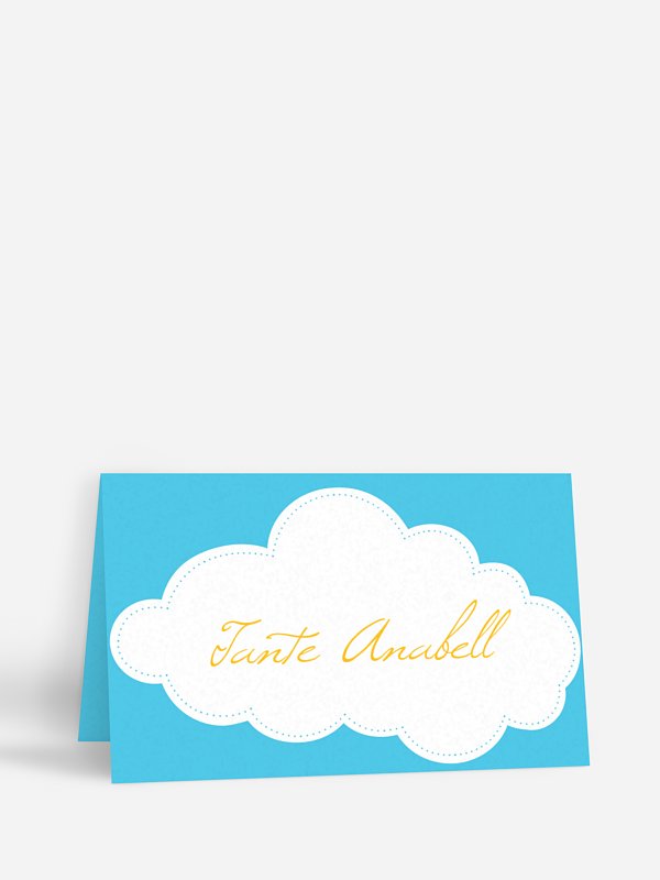 Tischkarte Taufe Wolkenhimmel