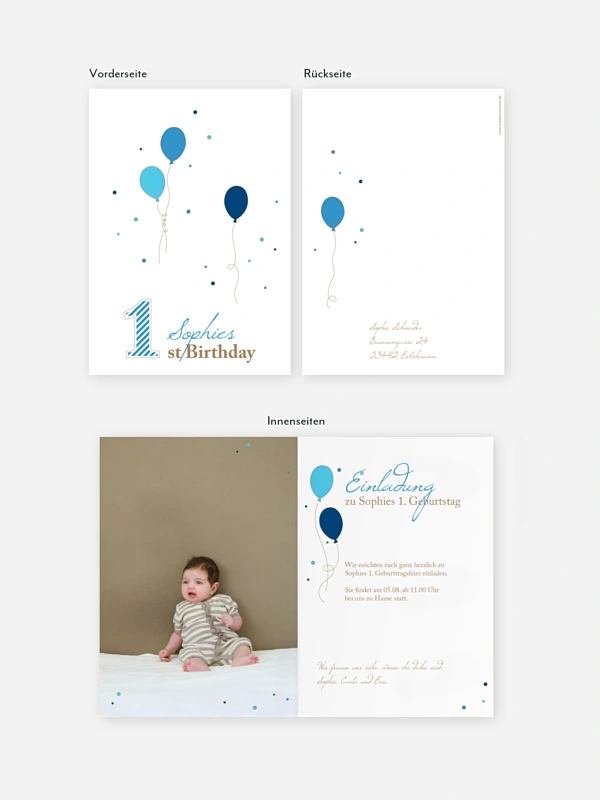 Kindergeburtstagseinladung 1st Birthday