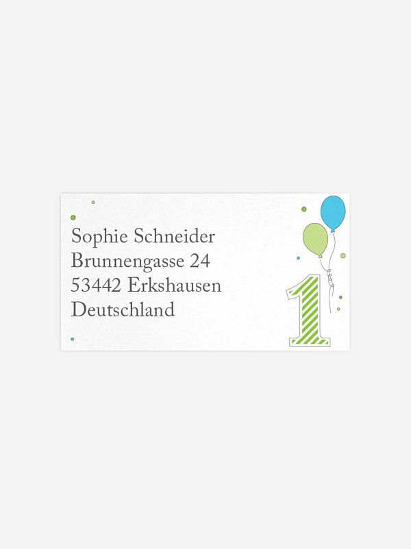 Empfängeraufkleber Geburtstag 1st Birthday