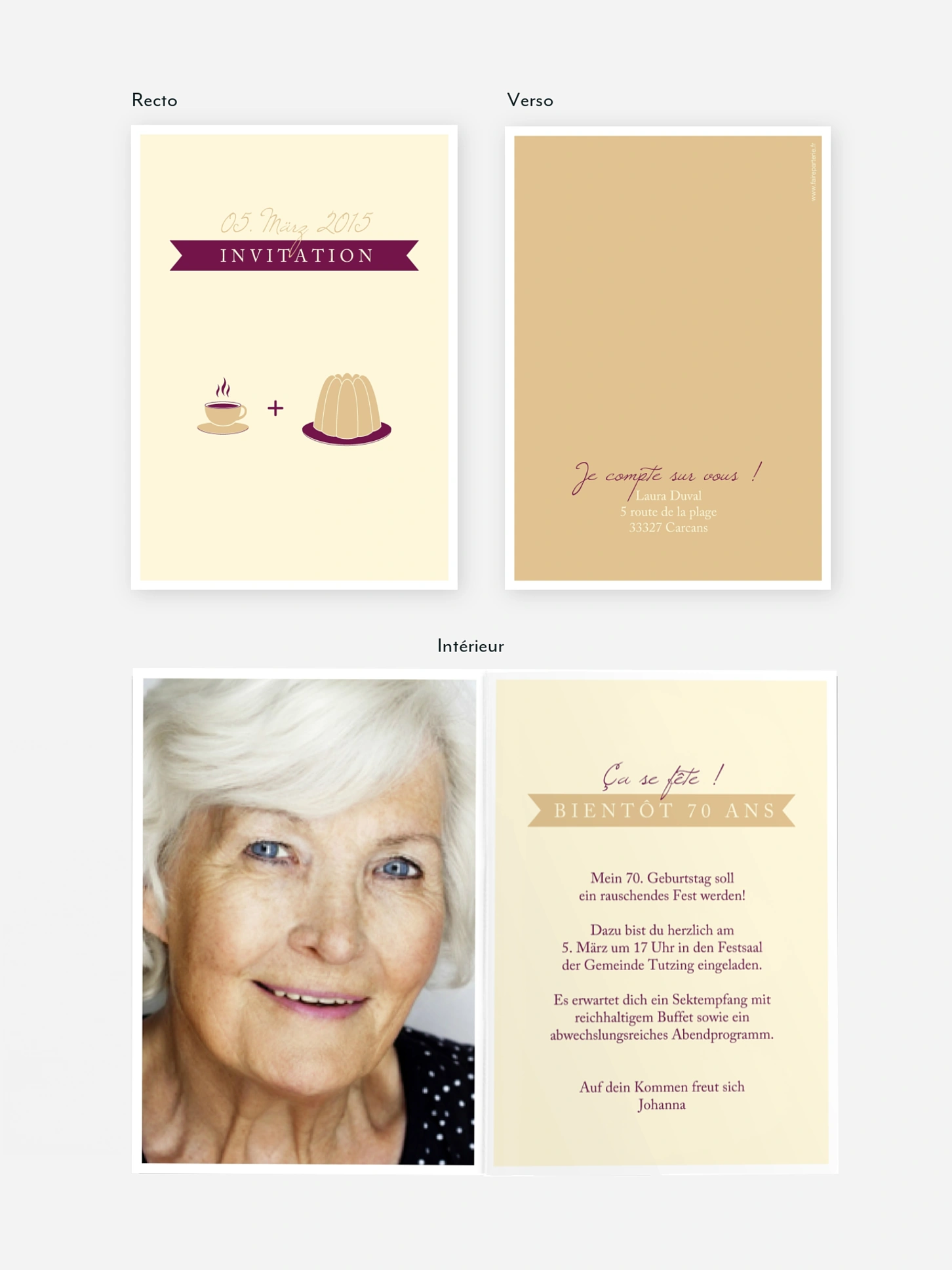 invitation anniversaire 70 Café gourmand