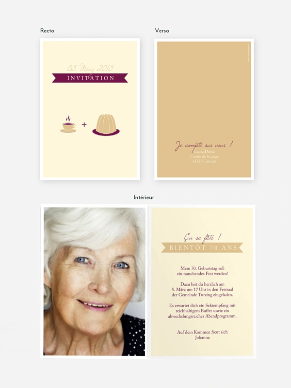 invitation anniversaire 70 Café gourmand