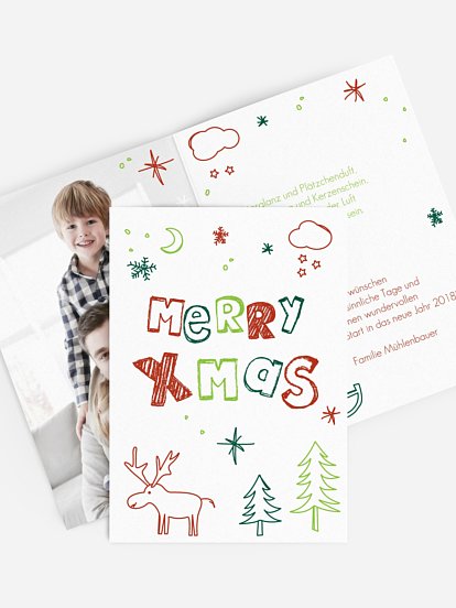 Weihnachtskarte Winterbunt