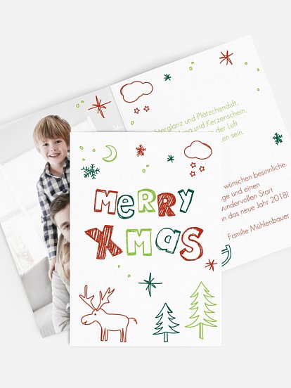 Weihnachtskarte Winterbunt