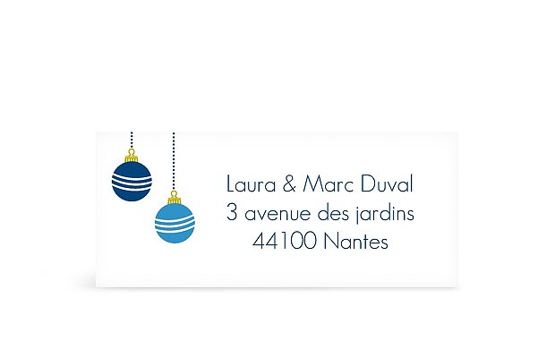Étiquette expéditeur voeux Boules de Noël