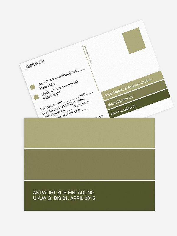 Antwortkarte Hochzeit Farbvoll