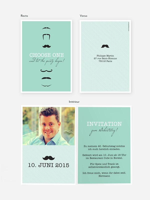 invitation anniversaire 40 Moustache party