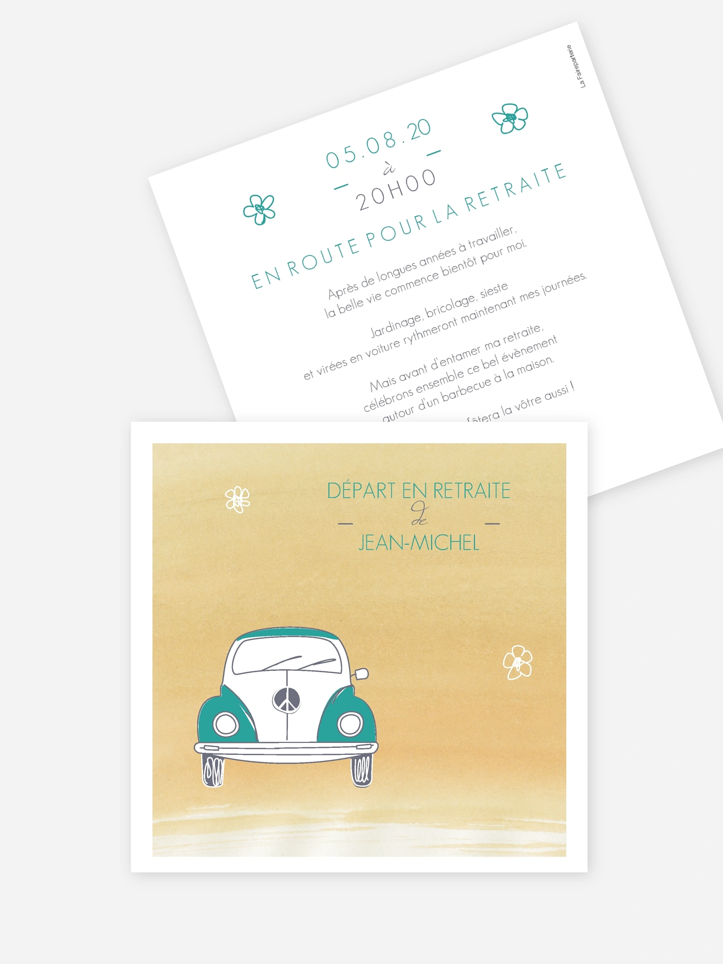Carte invitation départ retraite Beatle