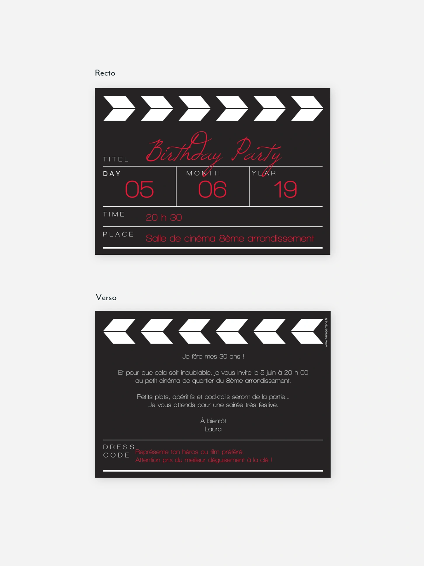 invitation anniversaire 30 cinéma