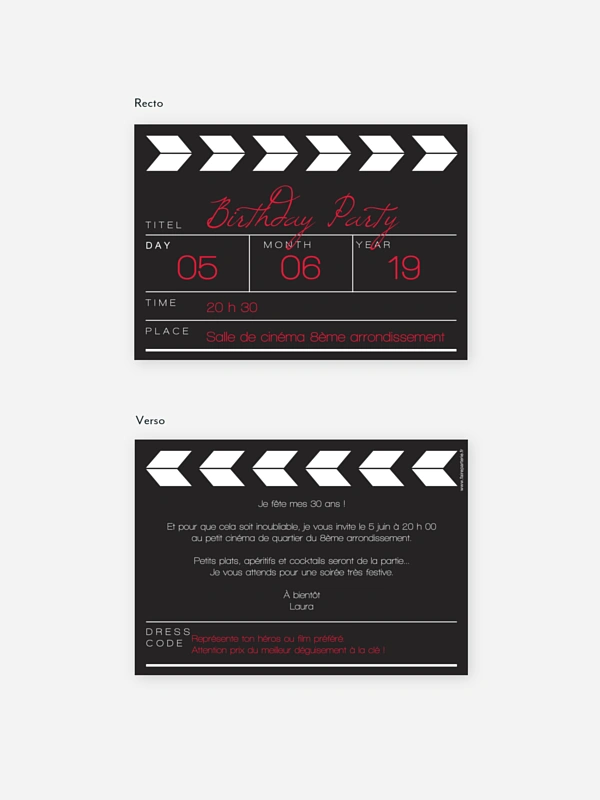 invitation anniversaire 30 cinéma