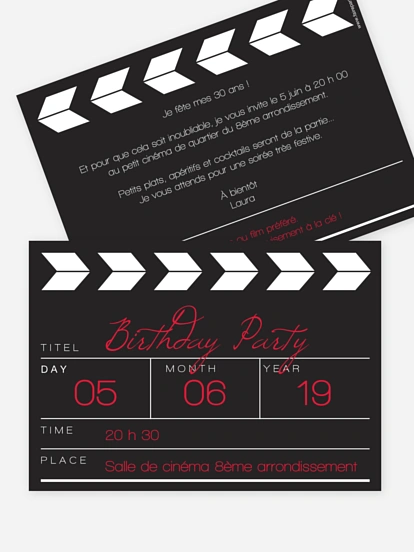 invitation anniversaire 30 cinéma