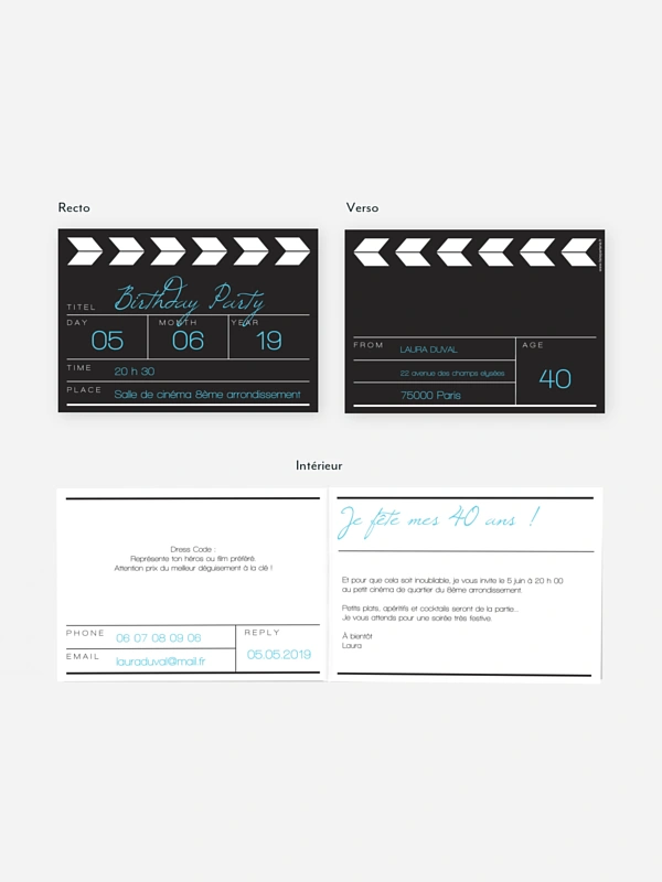 invitation anniversaire 40 cinéma