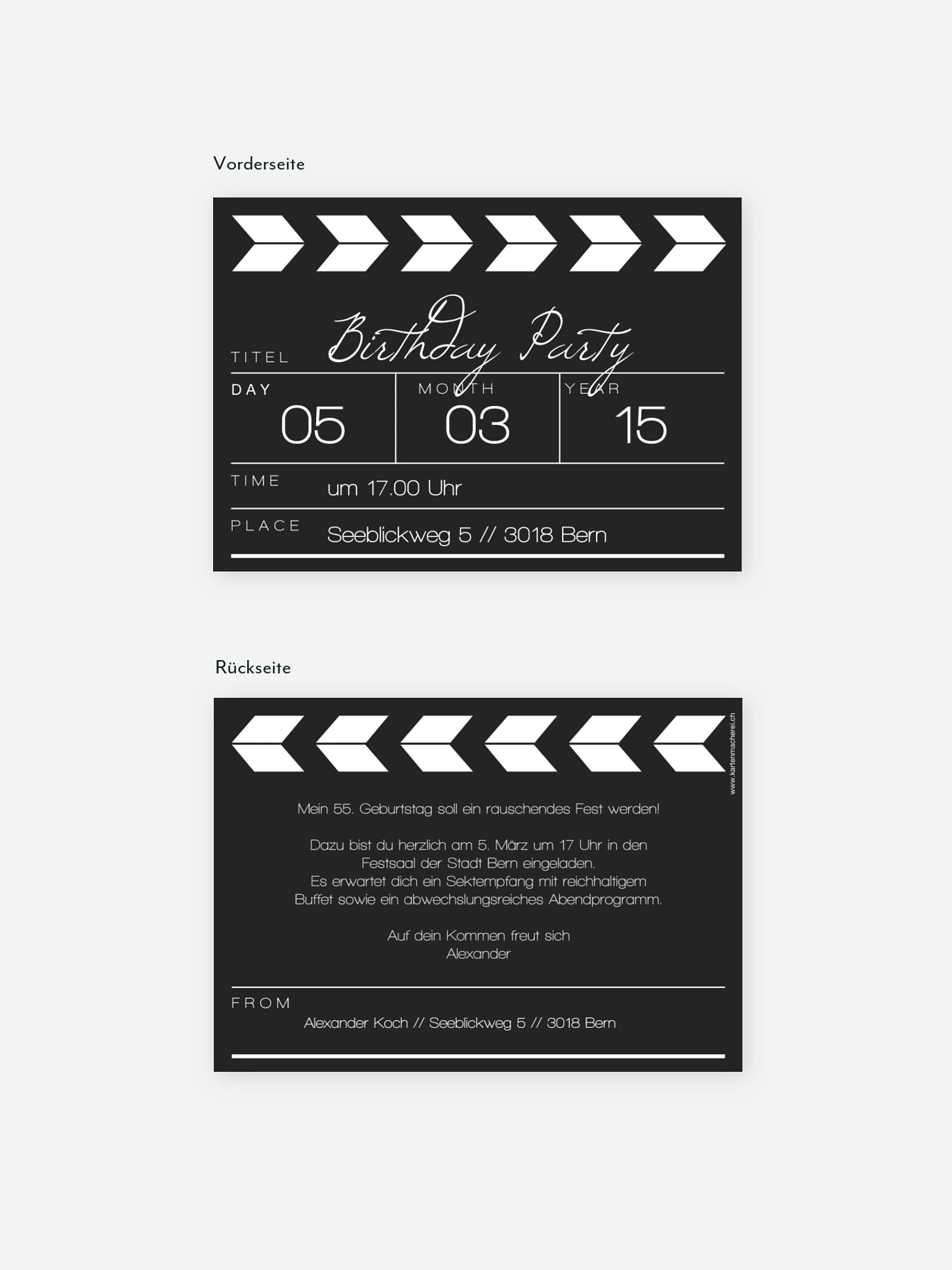 Geburtstagseinladung Regieklappe