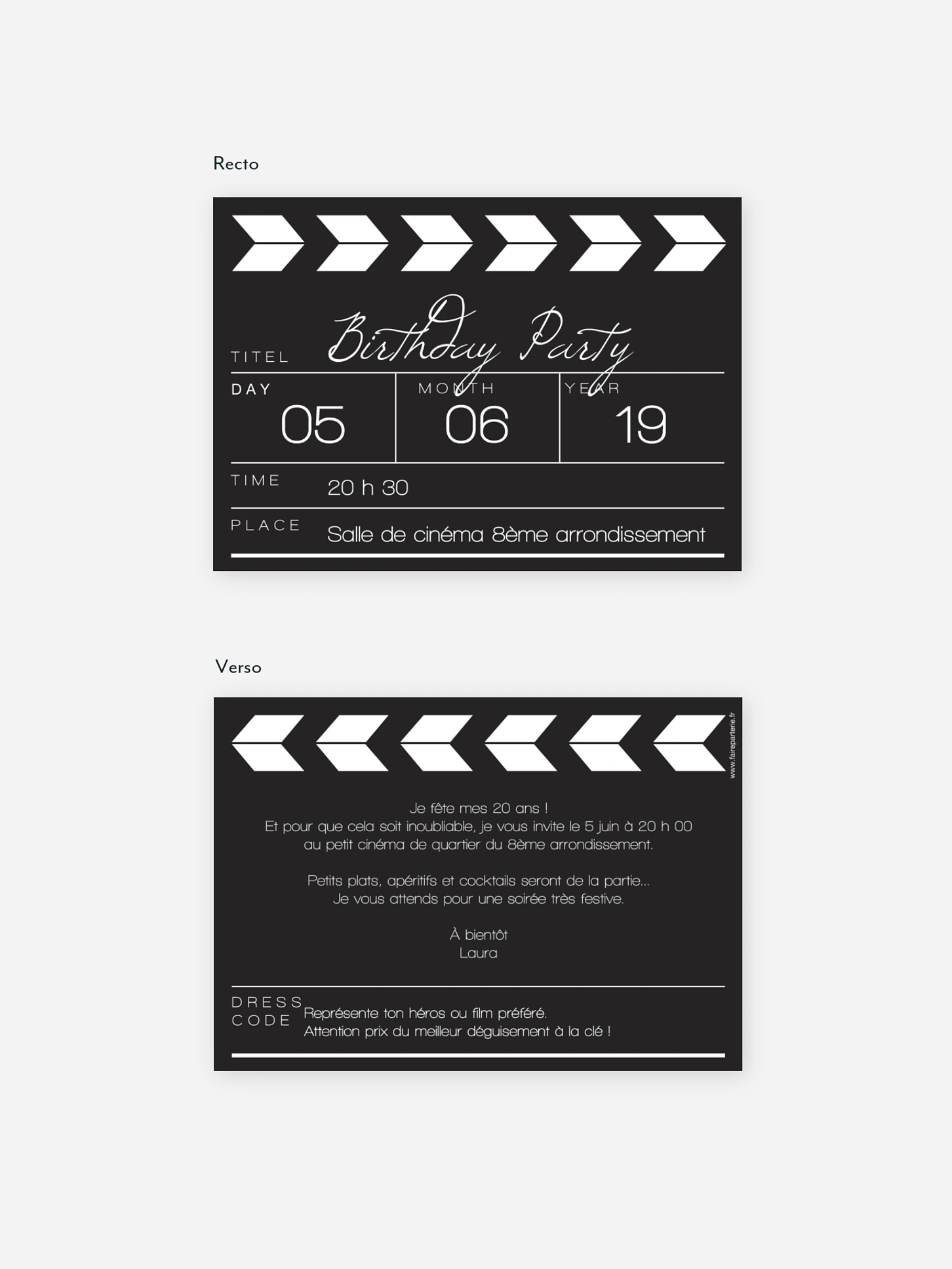 invitation anniversaire Cinéma