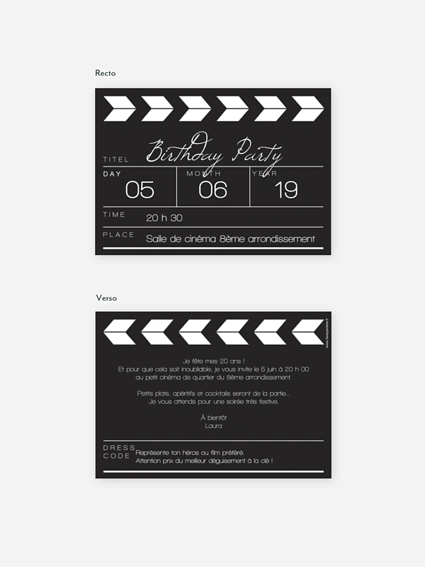 invitation anniversaire Cinéma