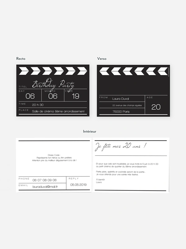 invitation anniversaire Cinéma