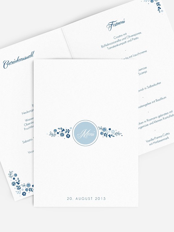 Menükarte Hochzeit Blumen