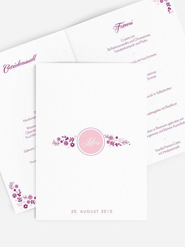 Menükarte Hochzeit Blumen