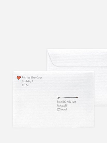 Bedruckter Briefumschlag Hochzeit Pfeil