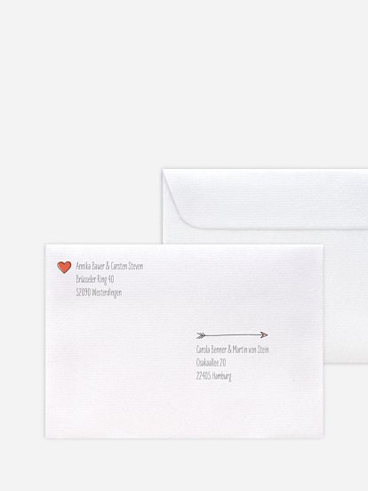 Bedruckter Briefumschlag Hochzeit Pfeil