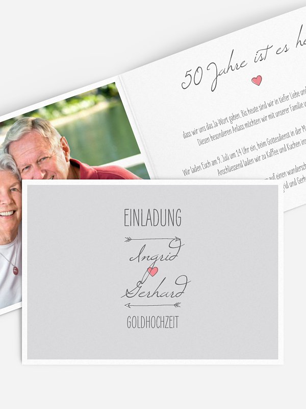 Einladung zur Goldenen Hochzeit Pfeil
