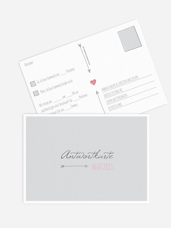 Antwortkarte Hochzeit Pfeil