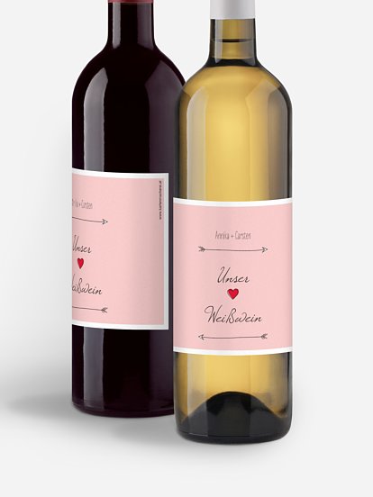 Flaschenetikett Hochzeit Pfeil