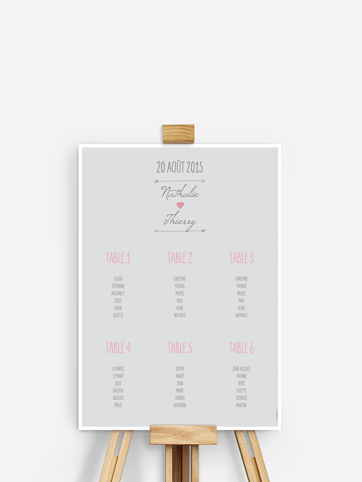 Poster plan de table mariage Flèche