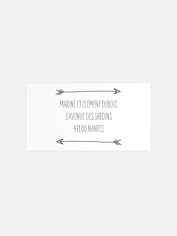 Étiquette destinataire mariage Flèche