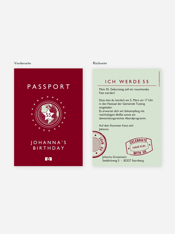 Geburtstagseinladung Passport