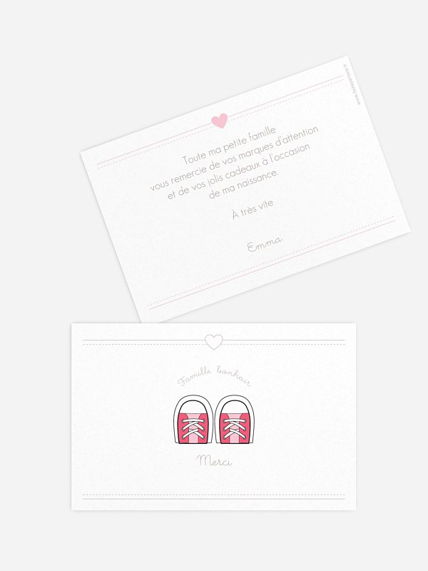 Carte remerciement naissance En famille