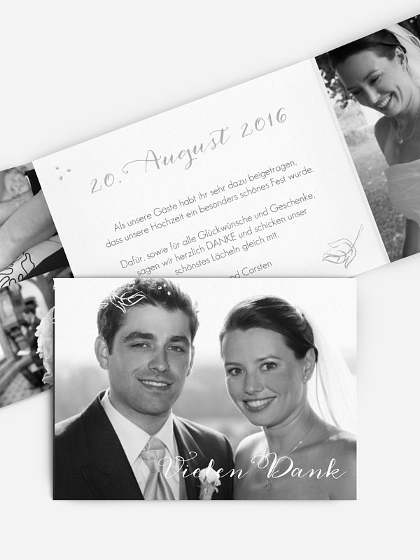 Dankeskarte Hochzeit Kreideblätter