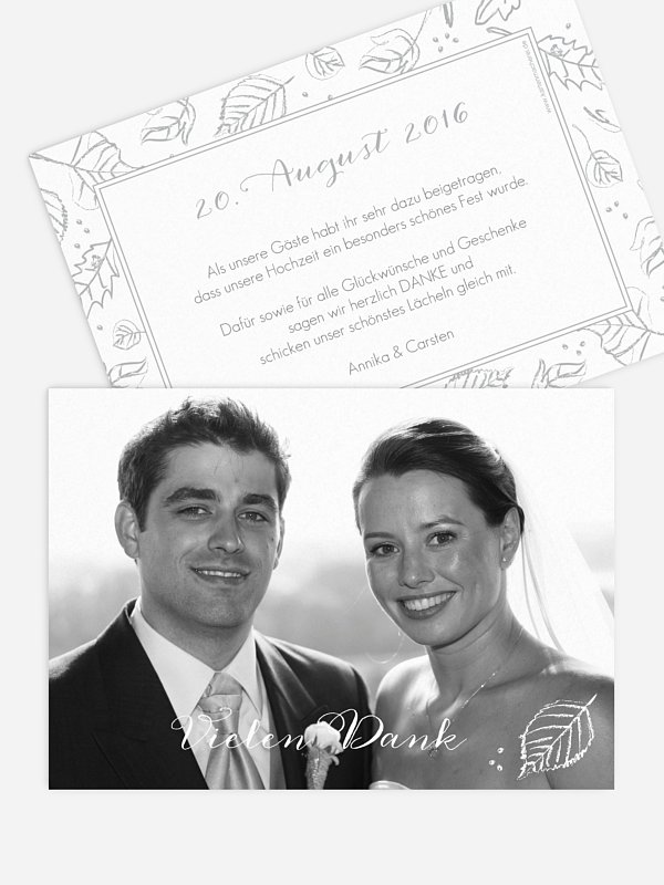 Dankeskarte Hochzeit Kreideblätter